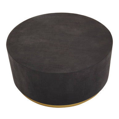 Black Concrete Wood Coffee Table With Luxe Gold Metal Frame, Naro
