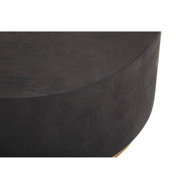 Black Concrete Wood Coffee Table With Luxe Gold Metal Frame, Naro