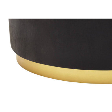 Black Concrete Wood Coffee Table With Luxe Gold Metal Frame, Naro
