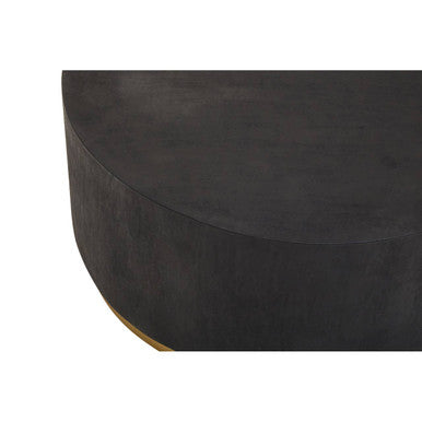 Black Concrete Wood Coffee Table With Luxe Gold Metal Frame, Naro