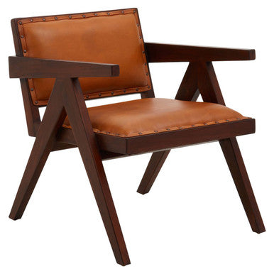 Inca Tan Leather & Teak Frame Dining Chair