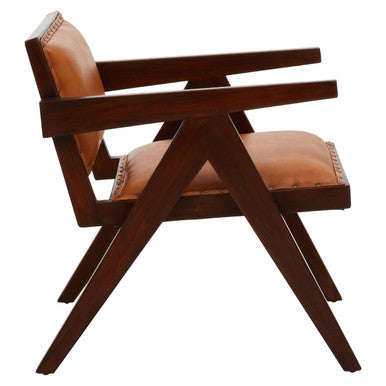 Inca Tan Leather & Teak Frame Dining Chair