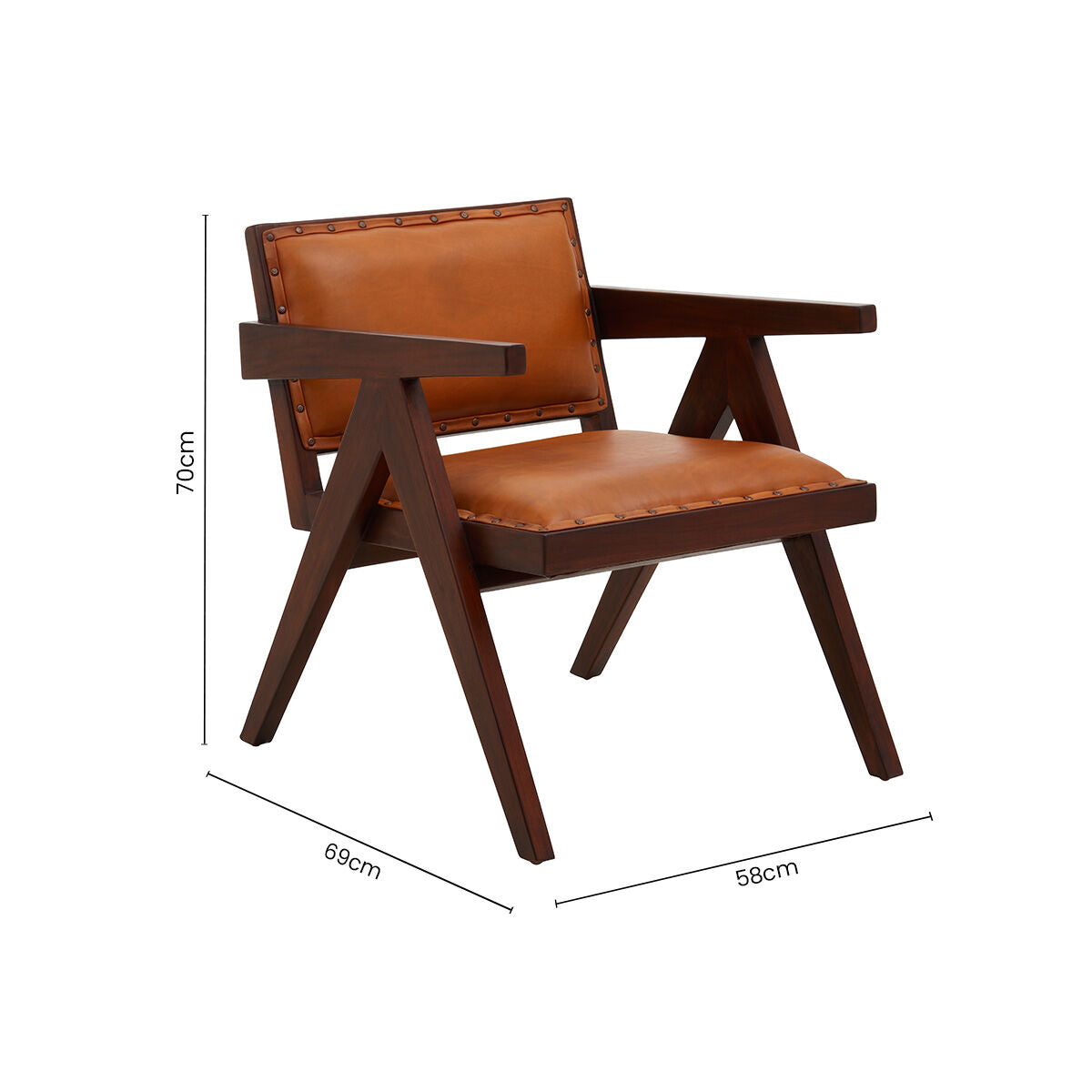 Inca Tan Leather & Teak Frame Dining Chair