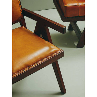 Inca Tan Leather & Teak Frame Dining Chair