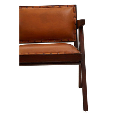 Inca Tan Leather & Teak Frame Dining Chair