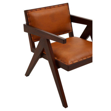 Inca Tan Leather & Teak Frame Dining Chair