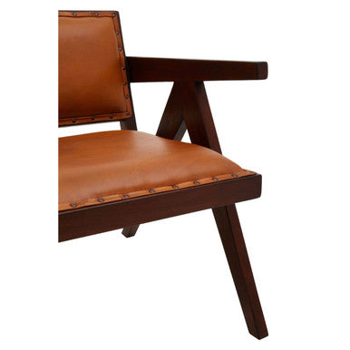 Inca Tan Leather & Teak Frame Dining Chair