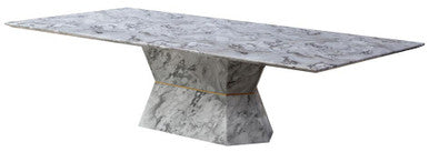 Grey Marble Coffee Table With Geometric Multifaceted Base & Natural Veining, Spezia
