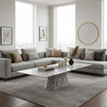 Grey Marble Coffee Table With Geometric Multifaceted Base & Natural Veining, Spezia