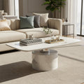 White Marble Coffee Table With Stainless Steel Support, Sesto