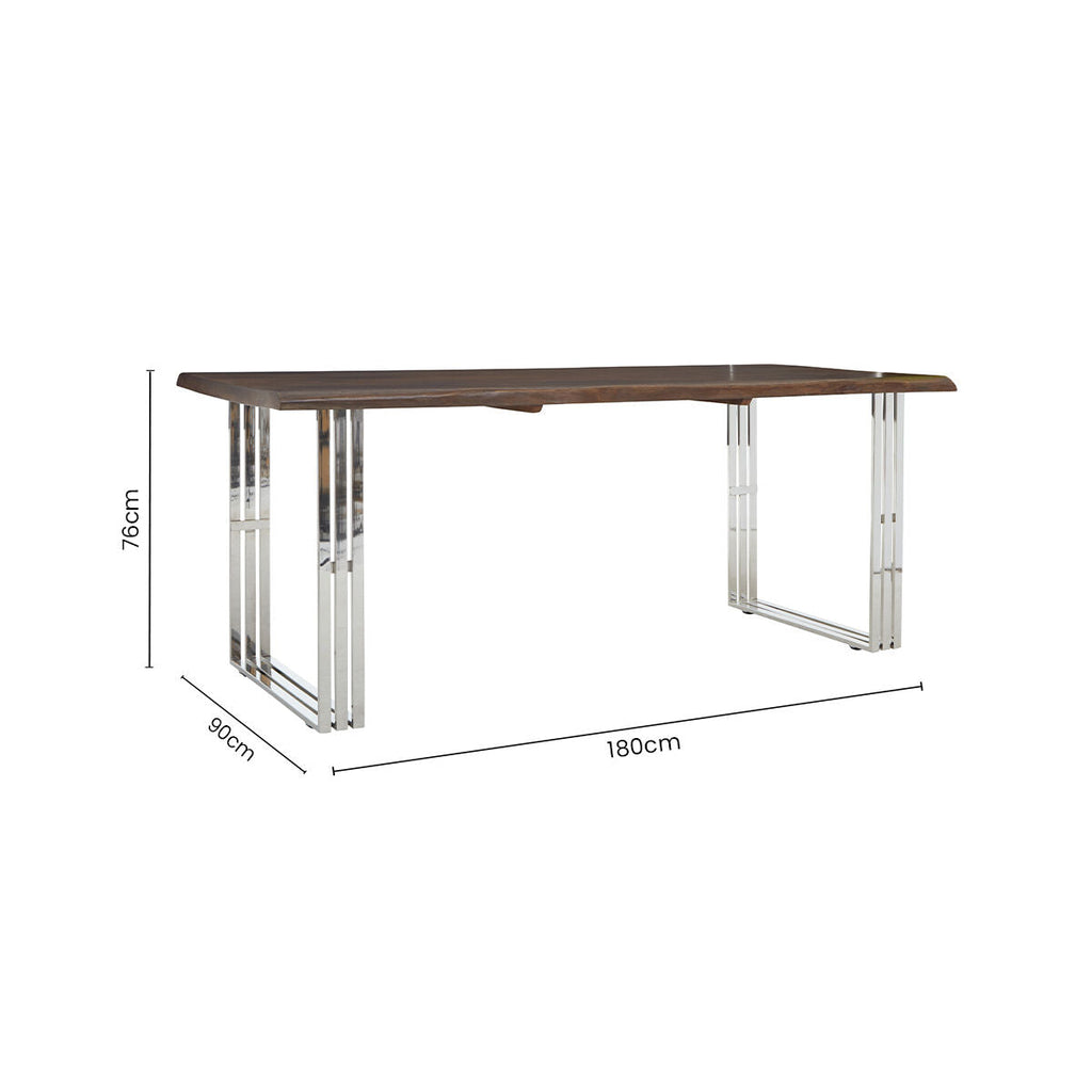 Natural Wood Top Dining Table With Stainless Steel Looped Base, Hampstead