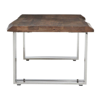 Natural Wood Top Coffee Table With Silver Stainless Steel Looped Base, Hampstead