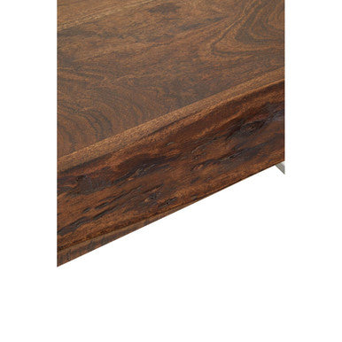 Natural Wood Top Coffee Table With Silver Stainless Steel Looped Base, Hampstead