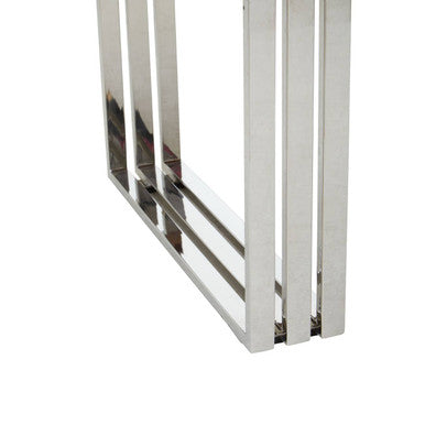 Natural Wood Top Coffee Table With Silver Stainless Steel Looped Base, Hampstead