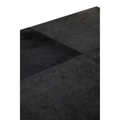 Black Hair-On-Hide Leather Coffee Table With Gold Metal Frame & Storage Drawer, Kensington Townhouse