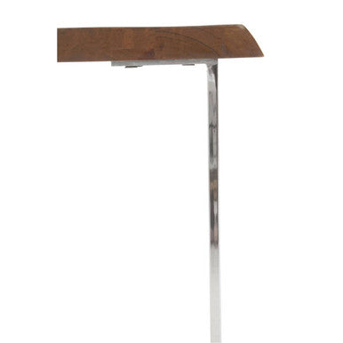 Natural Wooden Top Small Console Table With Silver Looped Stainless Steel Base, Hampstead
