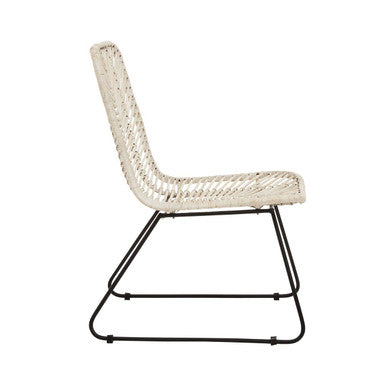 Java Natural Rattan Black Metal Chair