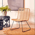 Java Natural Rattan Black Metal Chair