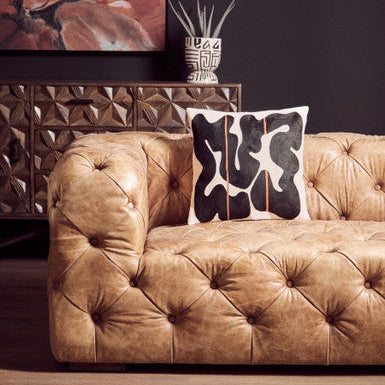 3 Seat Brown Leather Modern Chesterfield Sofa, Hoxton