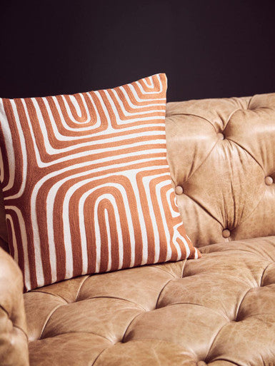 3 Seat Brown Leather Modern Chesterfield Sofa, Hoxton
