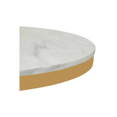 White Marble Round Top Dining Table With Luxe Gold Pedestal Base, Azalea