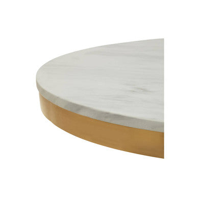 White Marble Round Top Dining Table With Luxe Gold Pedestal Base, Azalea