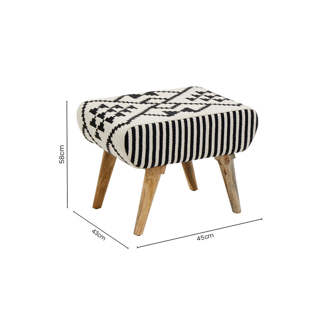 Cefena Berber Style Mango Wood Natural Footstool
