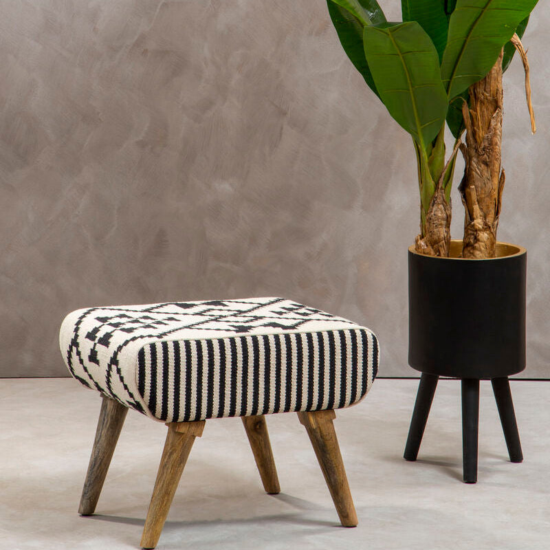 Cefena Berber Style Mango Wood Natural Footstool