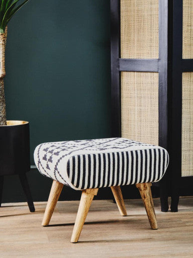 Cefena Berber Style Mango Wood Natural Footstool