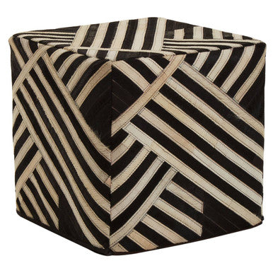 Bosie Safira Black & White Stripe Leather Pouffe