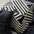 Bosie Safira Black & White Stripe Leather Pouffe