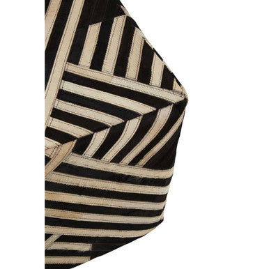 Bosie Safira Black & White Stripe Leather Pouffe