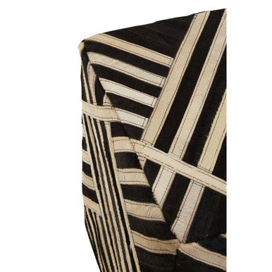 Bosie Safira Black & White Stripe Leather Pouffe
