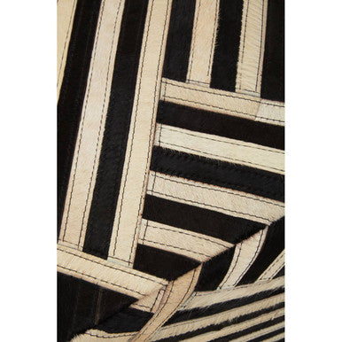 Bosie Safira Black & White Stripe Leather Pouffe