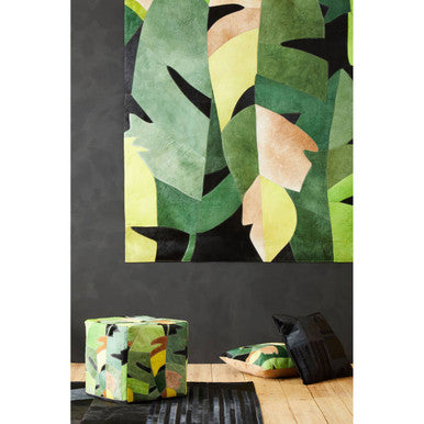Safira Botanical Leather Pouffe