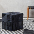 Bosie Safira Black & Grey Deco Hair On Leather Pouffe