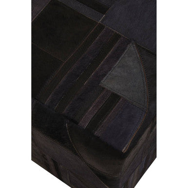 Bosie Safira Black & Grey Deco Hair On Leather Pouffe