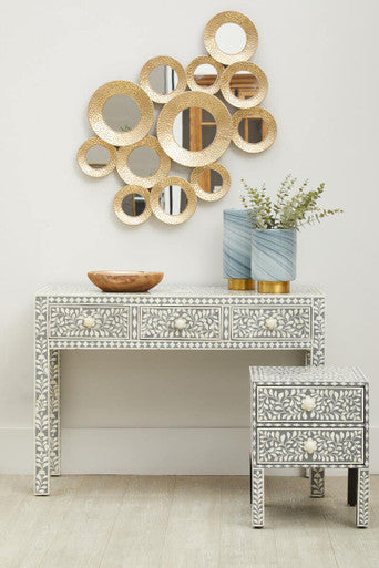 Fusion Bone Inlay Desk With 3 Drawers