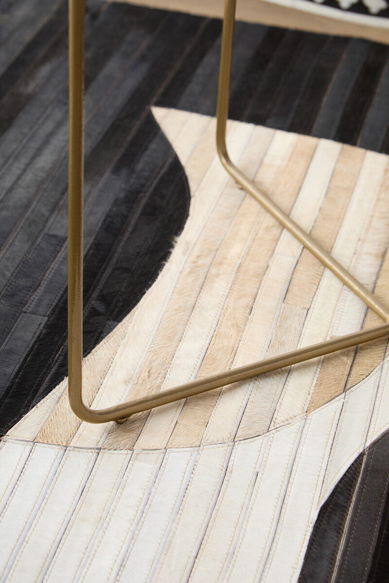 Black Round Wood Coffee Table With White Bone Inlay Top & Gold Metal Cross Base, Fusion