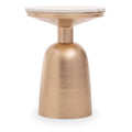 White Marble Top Side Table With Chunky Gold Iron Base, Amira