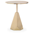 Shiny Gold Side Table With Chunky Geometric Solid Base, Amira