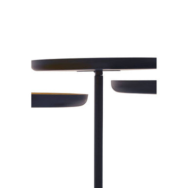 Set Of 3 Gold, Pink & Black Enamel Tray Tables With Black Iron Bases, Amira