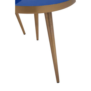 Blue Enamel Nest Of Two Side Tables With Gold Metal Frame, Amira