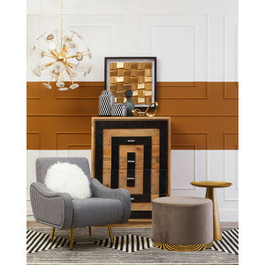 Gold Aluminium Round Side Table With Pedestal Base & Raised Edge Top, Pali
