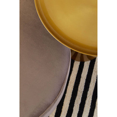 Gold Aluminium Round Side Table With Pedestal Base & Raised Edge Top, Pali