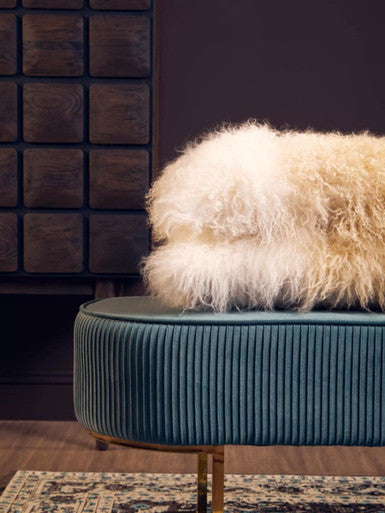 Zamora Green Velvet Ottoman Bench With Gold Legs