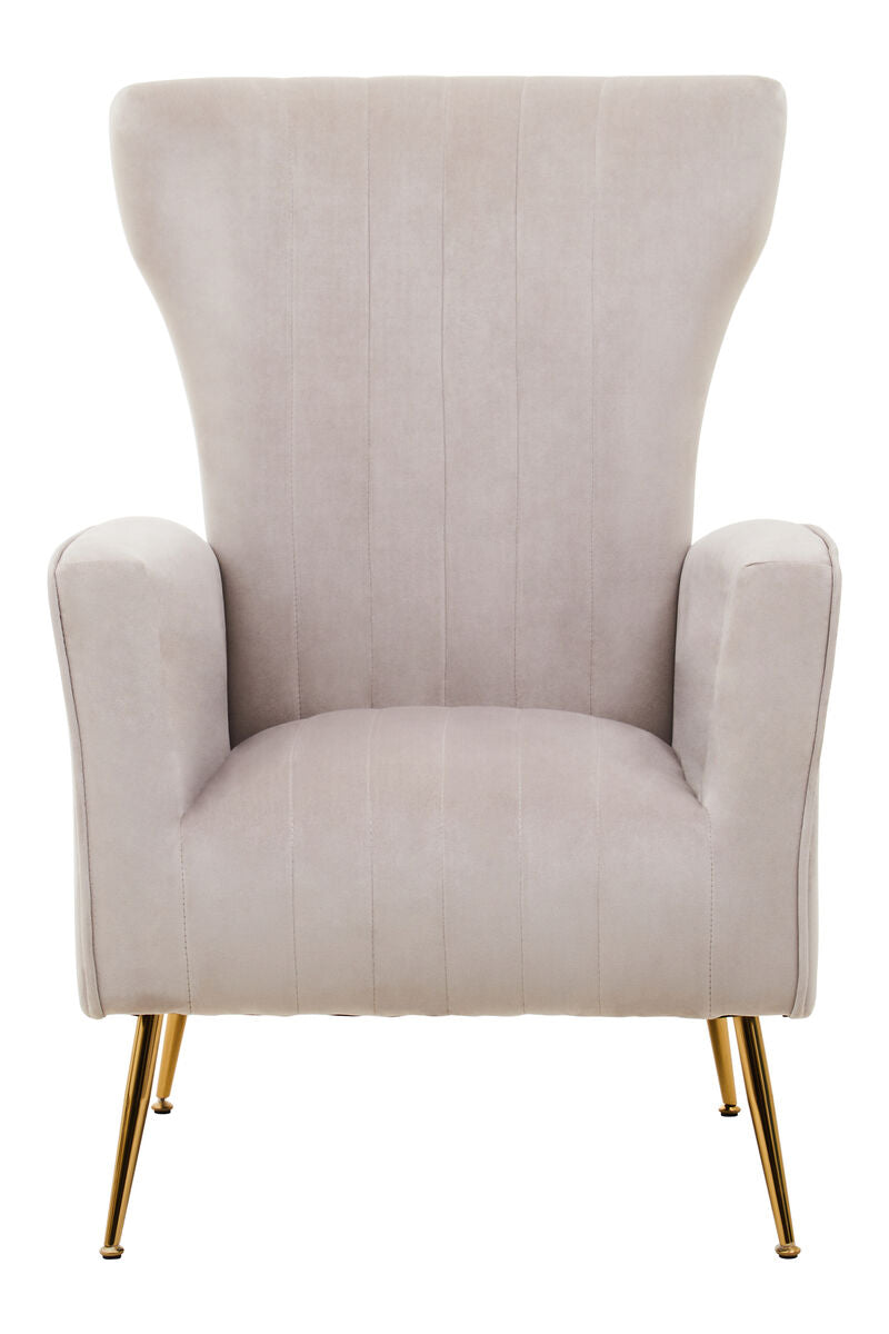 Zamora Mink Velvet Accent Chair With Gold Legs