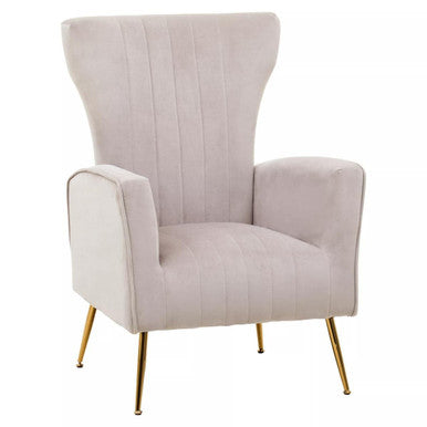 Zamora Mink Velvet Accent Chair With Gold Legs