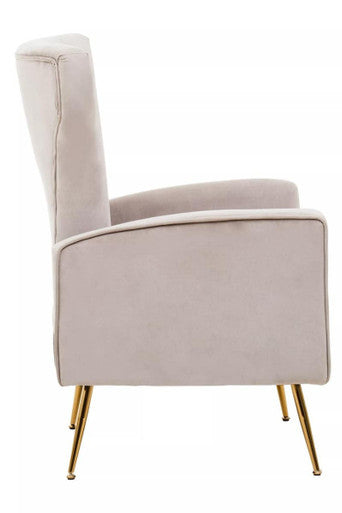 Zamora Mink Velvet Accent Chair With Gold Legs