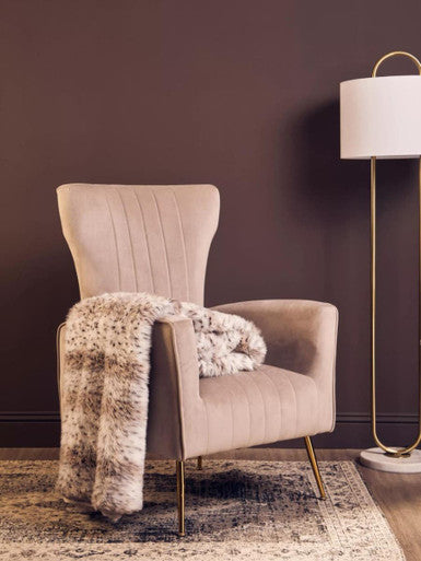 Zamora Mink Velvet Accent Chair With Gold Legs